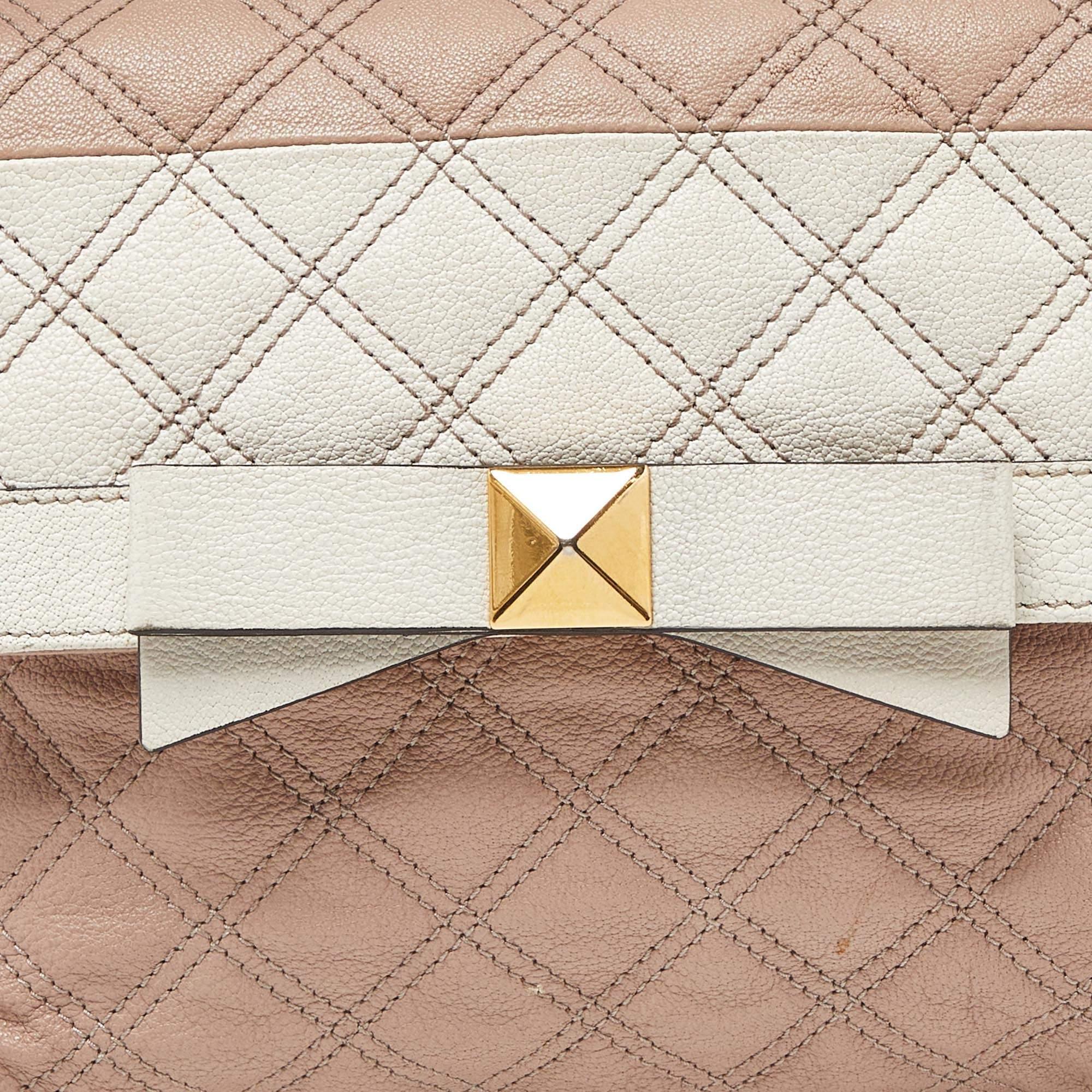 Women's Marc Jacobs Pink/White Quilted Leather Bow Shoulder Bag