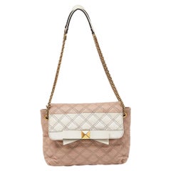 Marc Jacobs Pink/White Quilted Leather Bow Shoulder Bag