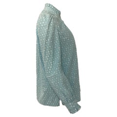 Camicetta Marc Jacobs con colletto a balze e motivo a pois svizzeri, in cotone blu