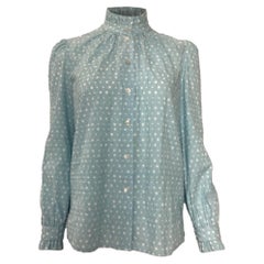 Camicetta Marc Jacobs con colletto a balze e motivo a pois svizzeri, in cotone blu