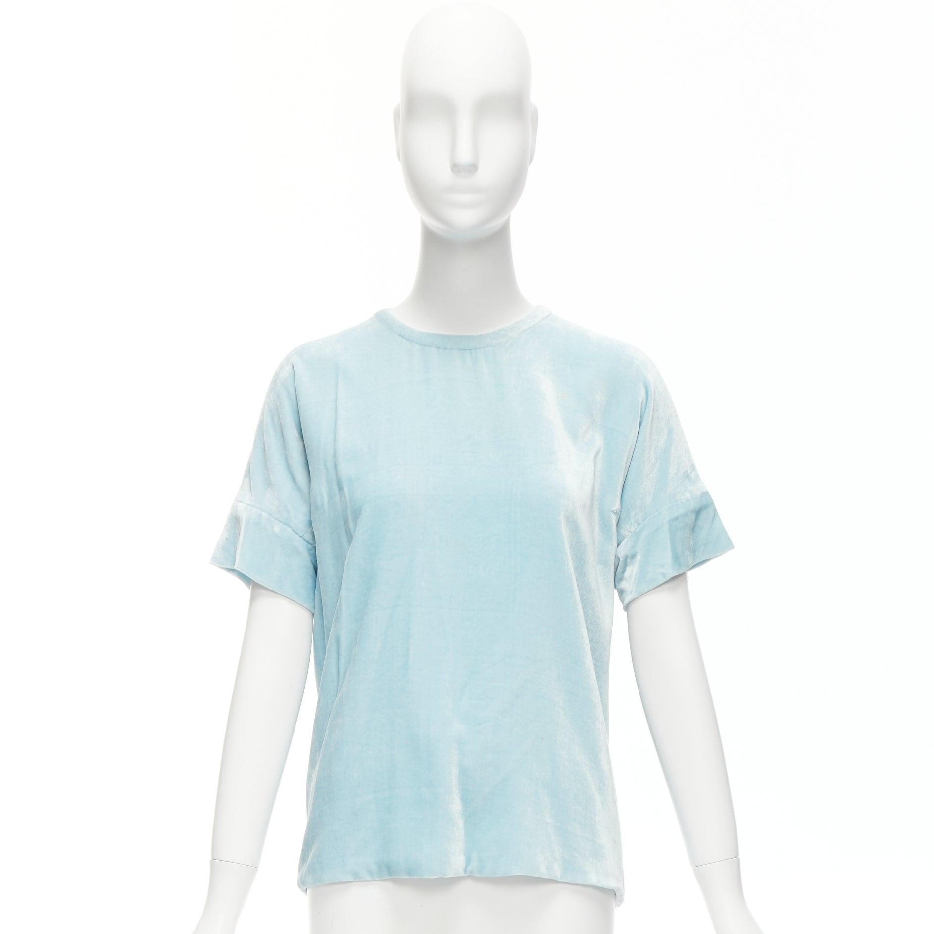 MARC JACOBS powder blue rayon silk velvet darted short sleeve top US2 S For Sale 5