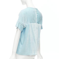 MARC JACOBS powder blue rayon silk velvet darted short sleeve top US2 S