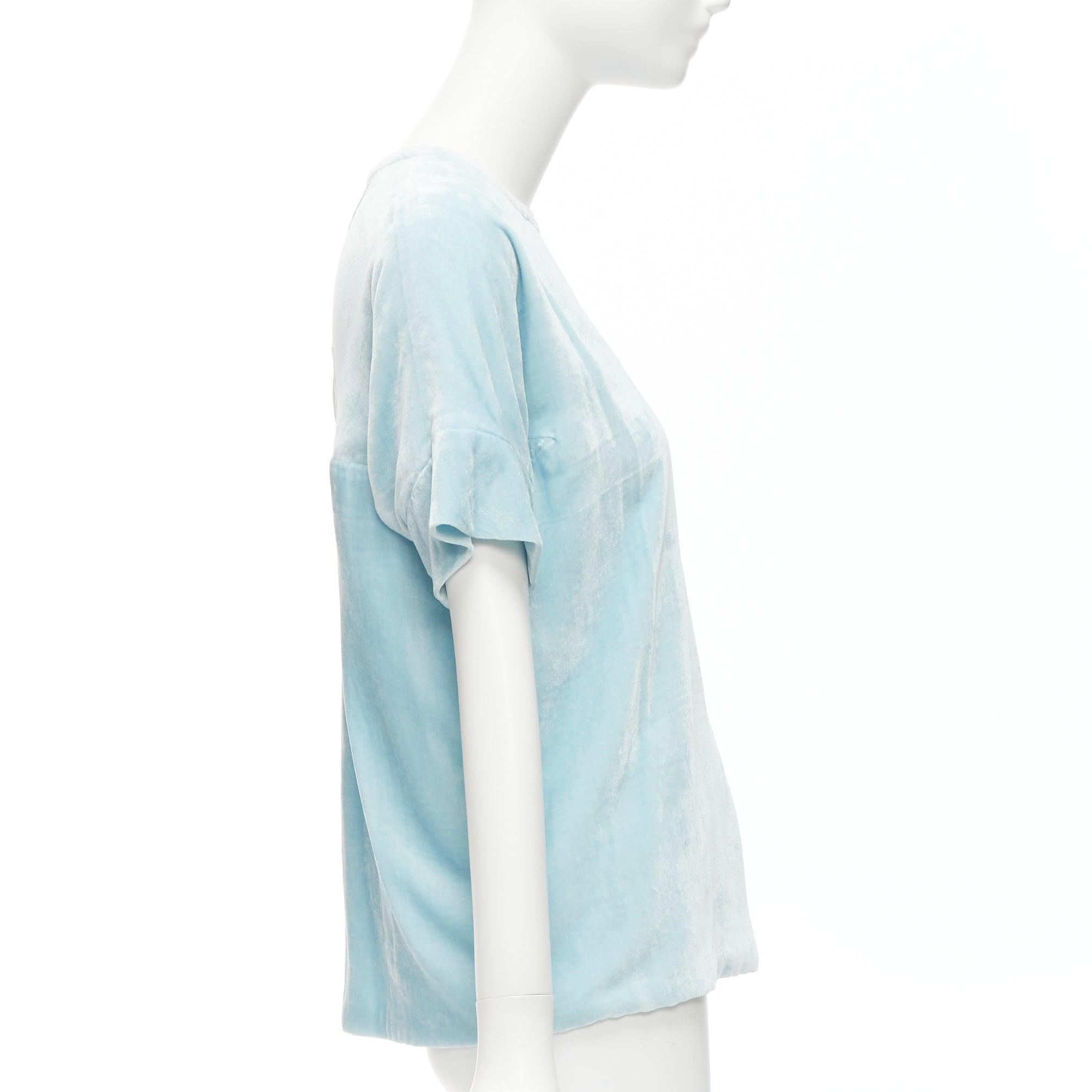 MARC JACOBS powder blue rayon silk velvet darted short sleeve top US2 S In Good Condition For Sale In Hong Kong, NT