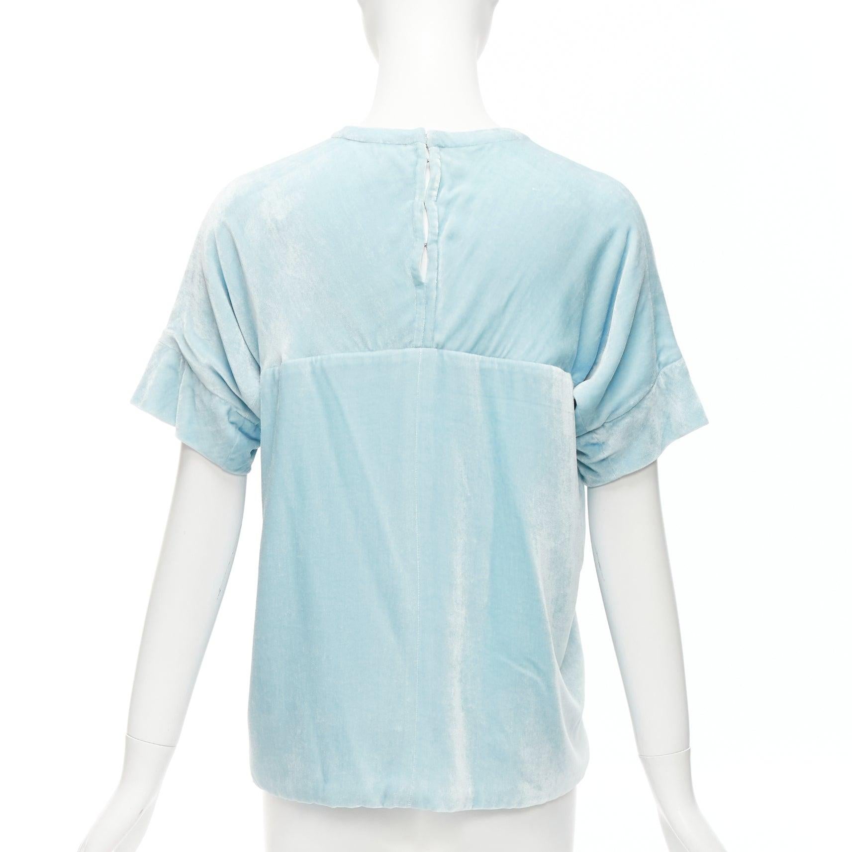 Women's MARC JACOBS powder blue rayon silk velvet darted short sleeve top US2 S For Sale
