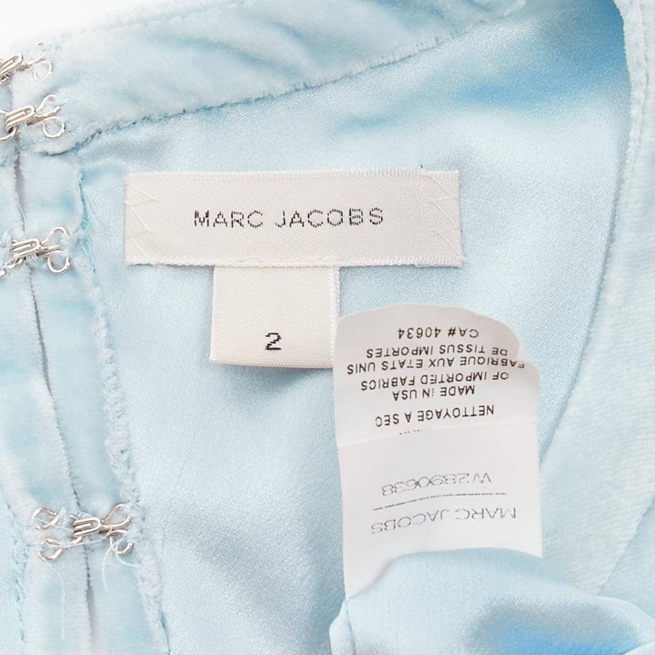 MARC JACOBS powder blue rayon silk velvet darted short sleeve top US2 S For Sale 4
