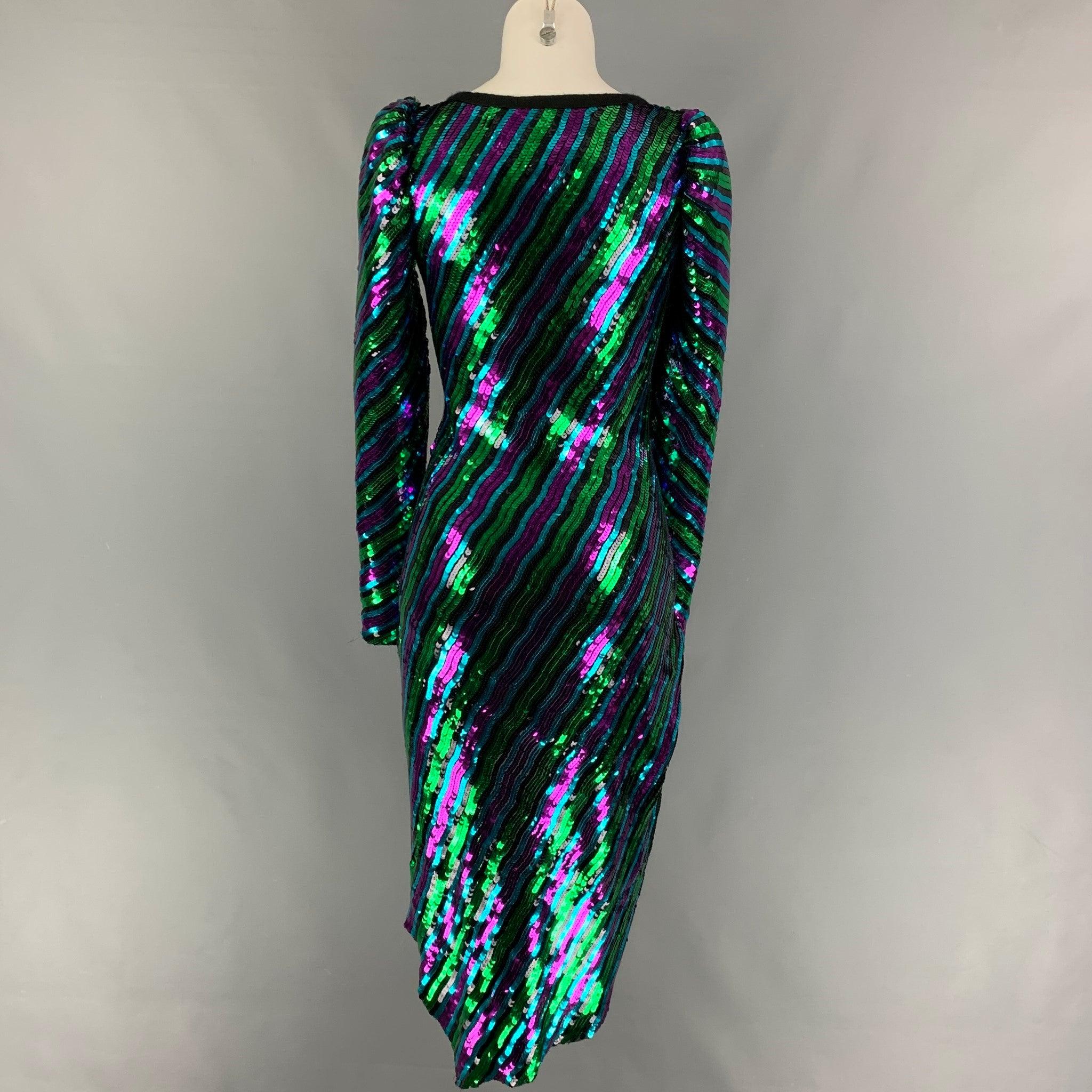MARC JACOBS Pre-Fall 2019 Size 2 Black Multi-Color Asymmetrical Disco Dress In Good Condition For Sale In San Francisco, CA