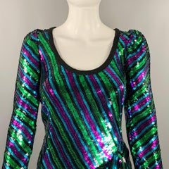 MARC JACOBS Pre-Fall 2019 Size 2 The Disco Black Multi Color Stripe Asymmetrical Cocktail Dress