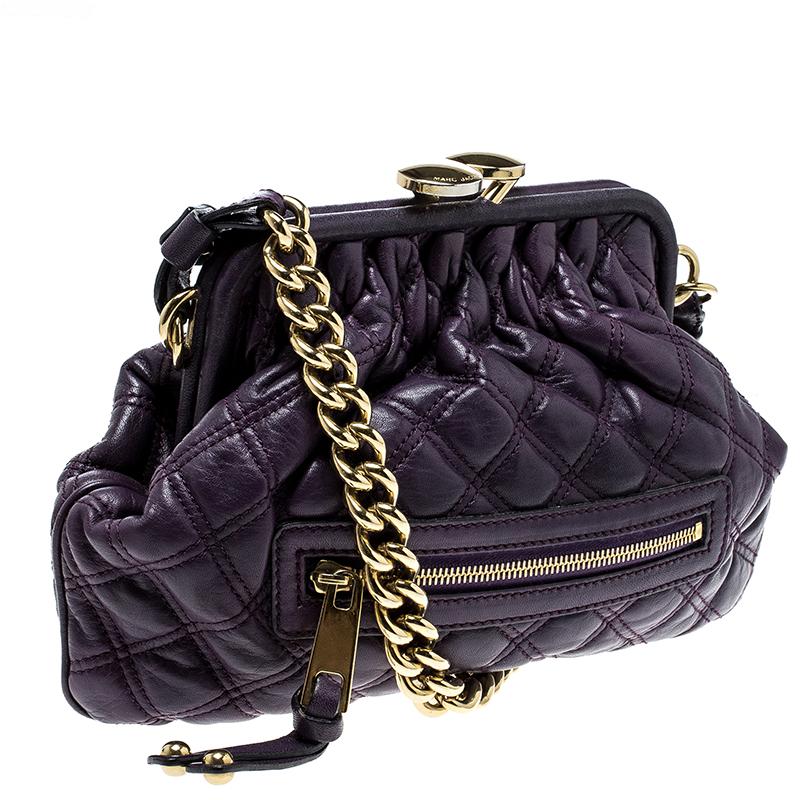 Marc Jacobs Purple Leather Mini Stam Shoulder Bag In Good Condition In Dubai, Al Qouz 2
