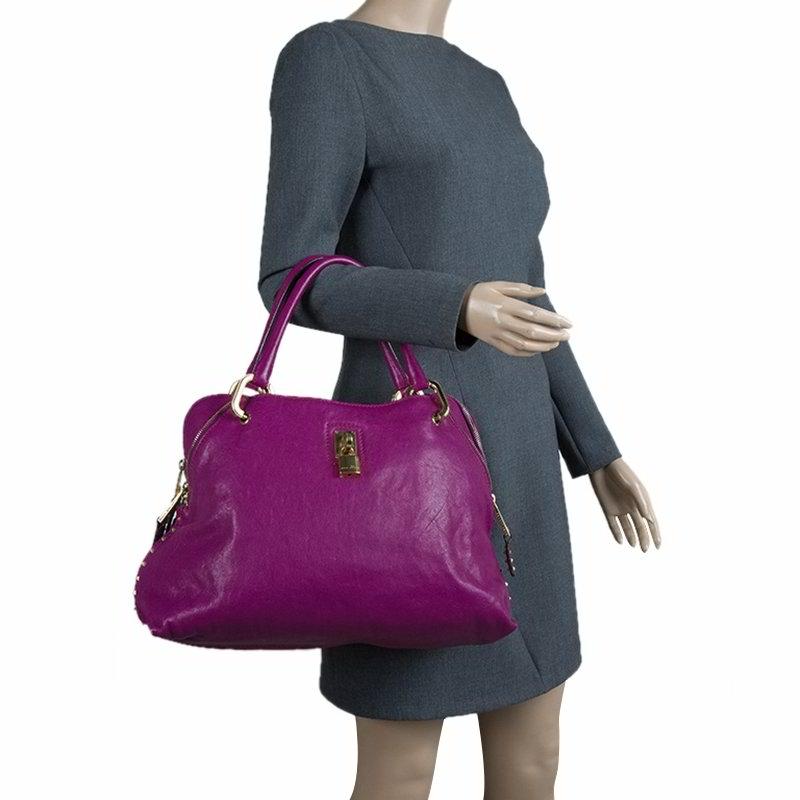 Marc Jacobs Purple Leather Paradise Little Janice Satchel In Good Condition In Dubai, Al Qouz 2