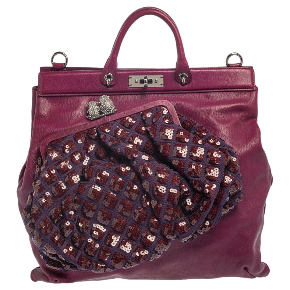 Marc Jacobs Purple Leather Robert Duffy Bag on Bag Tote