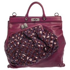 Used Marc Jacobs Purple Leather Robert Duffy Bag on Bag Tote