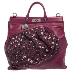 Marc Jacobs Purple Leather Robert Duffy Bag on Bag Tote