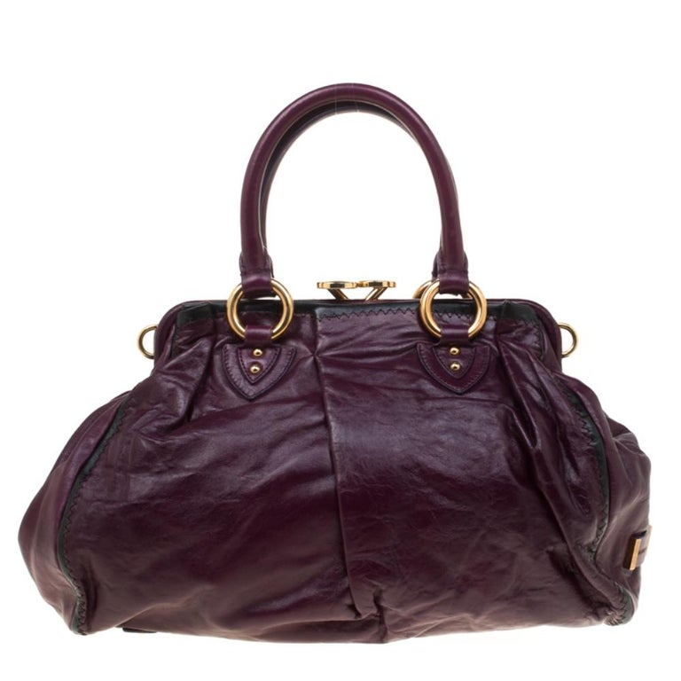 Marc Jacobs Purple Leather Safety Pin Stam Top Handle Bag For Sale at ...