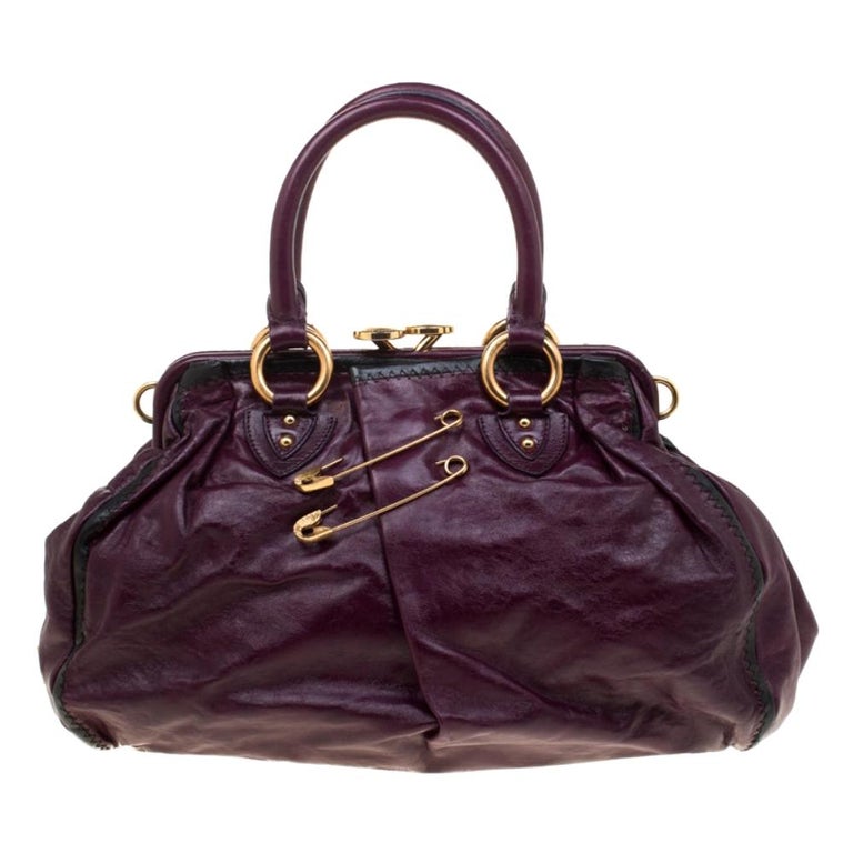 Marc Jacobs Purple Leather Safety Pin Stam Top Handle Bag For Sale at ...