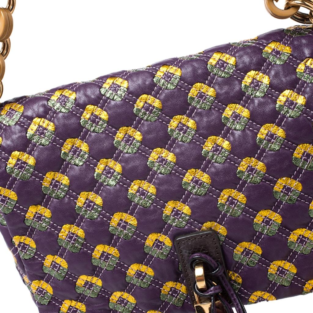 Marc Jacobs Purple Printed Leather Misfit Flap Shoulder Bag 2