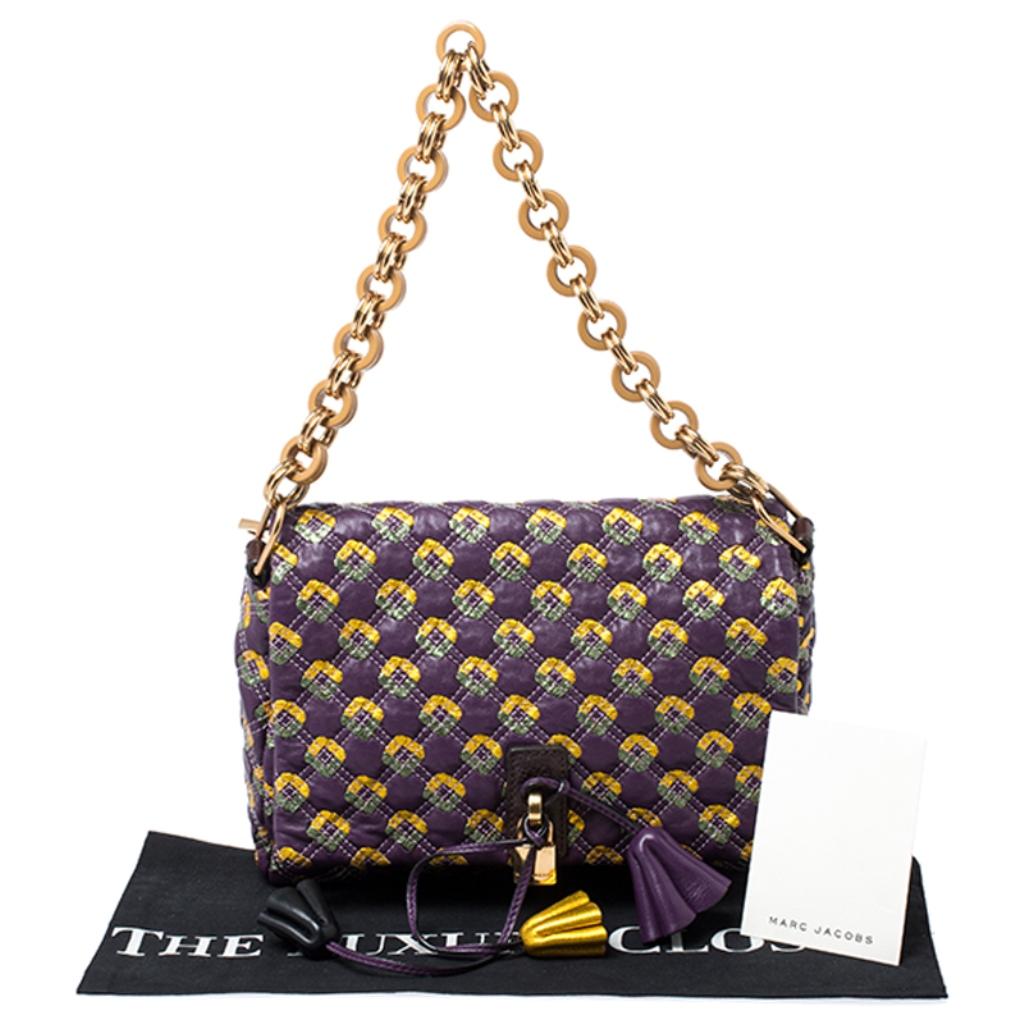 Marc Jacobs Purple Printed Leather Misfit Flap Shoulder Bag 3