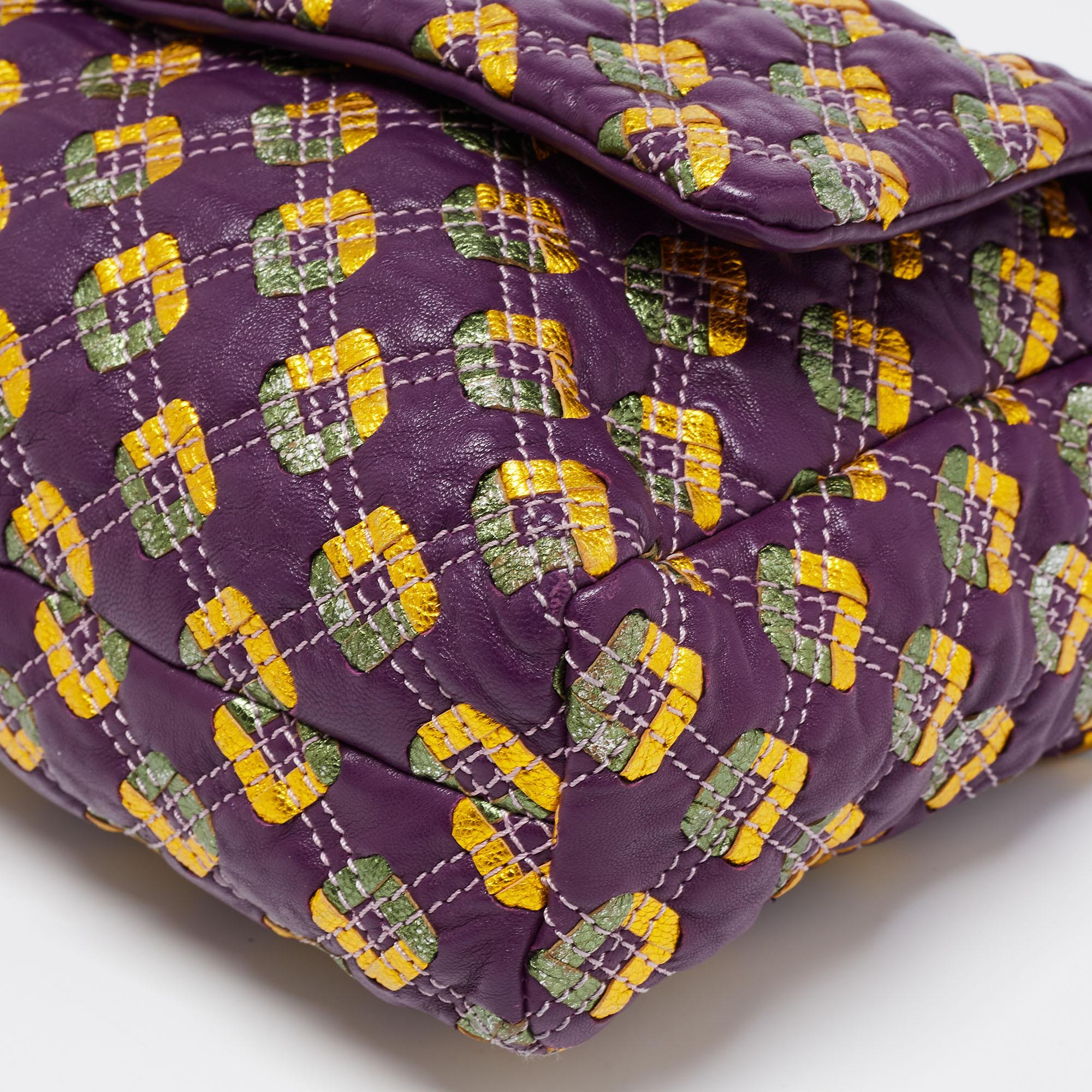 Marc Jacobs Purple Printed Leather Misfit Flap Shoulder Bag 3