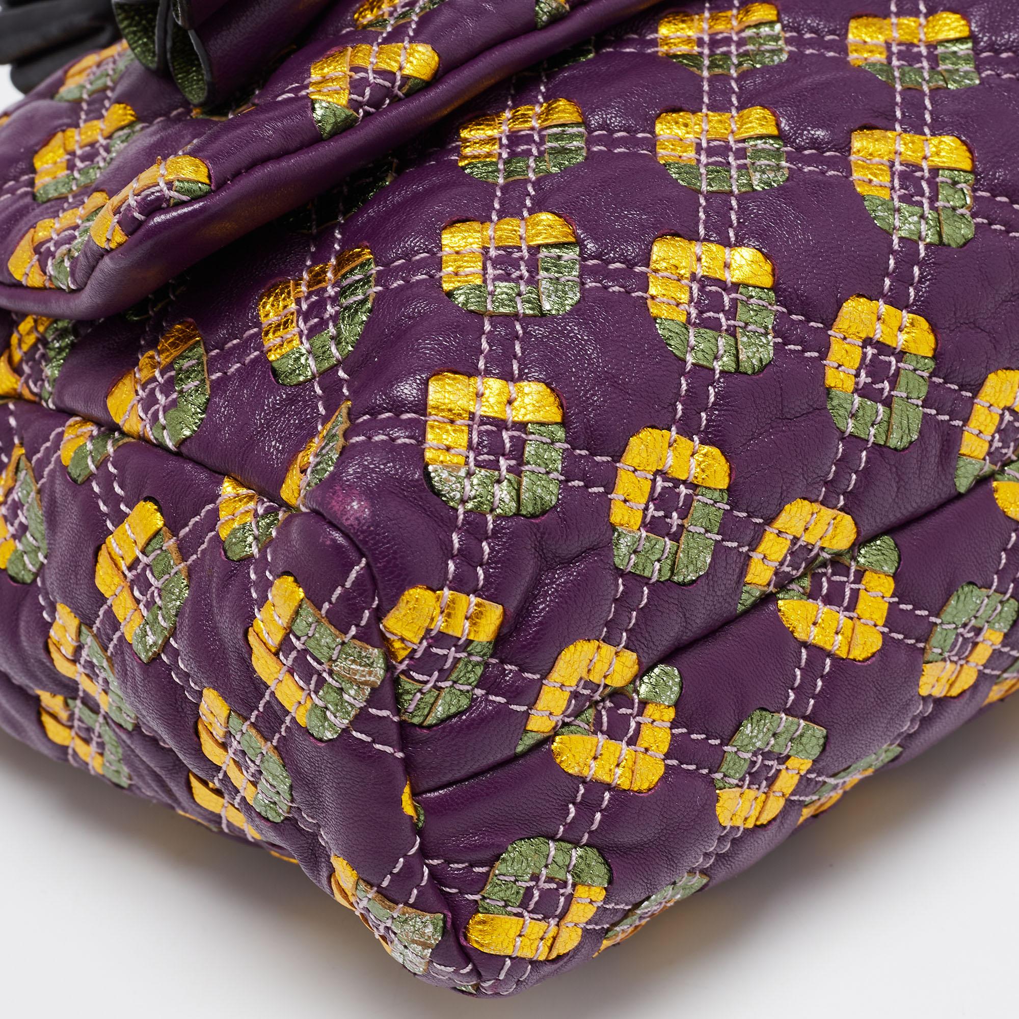Marc Jacobs Purple Printed Leather Misfit Flap Shoulder Bag 4