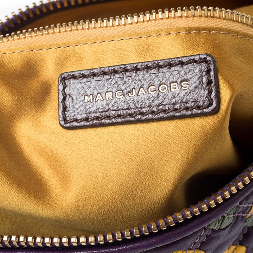 Marc Jacobs Purple Printed Leather Misfit Flap Shoulder Bag In Good Condition In Dubai, Al Qouz 2