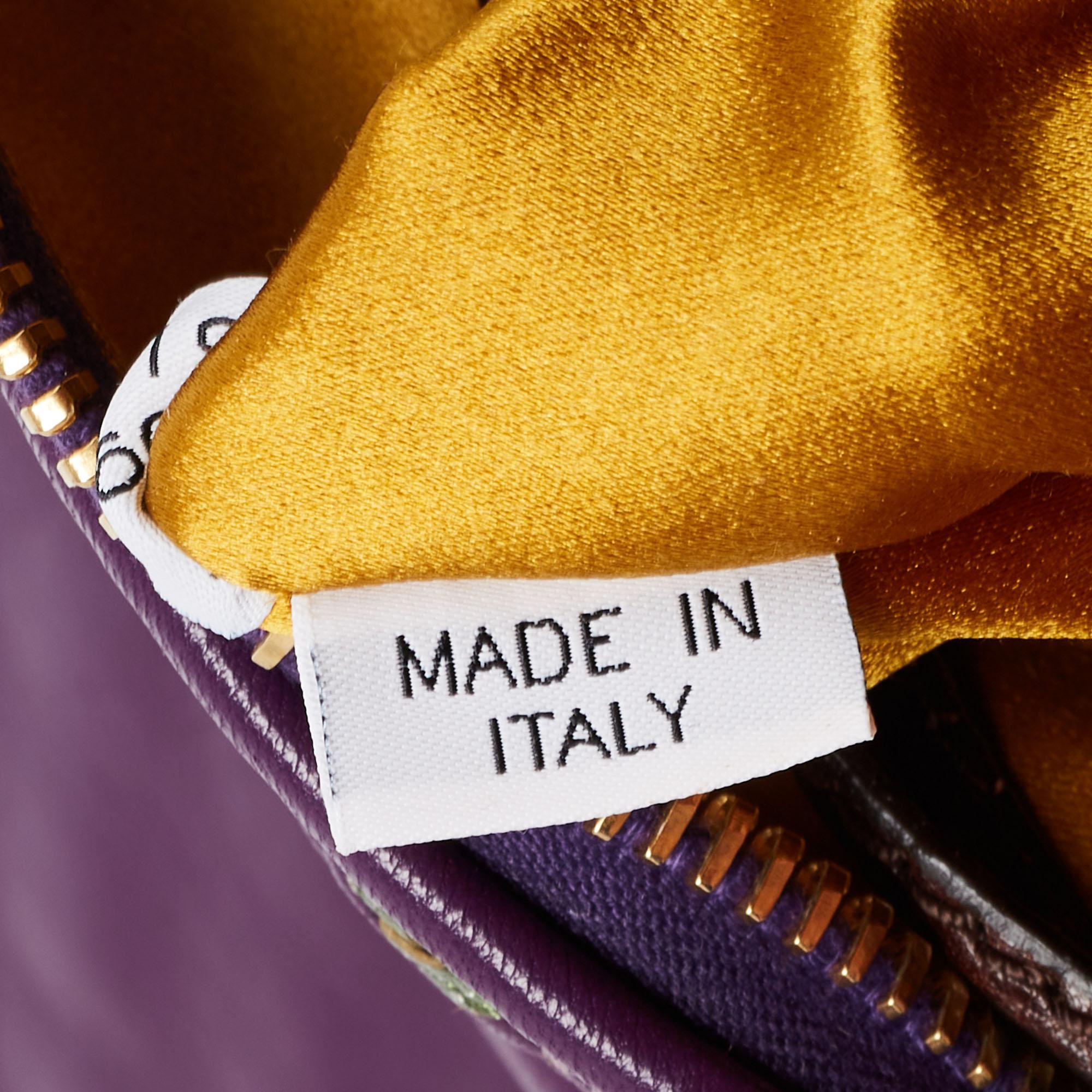 Women's Marc Jacobs Purple Printed Leather Misfit Flap Shoulder Bag