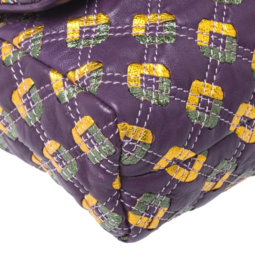 Marc Jacobs Purple Printed Leather Misfit Flap Shoulder Bag 1