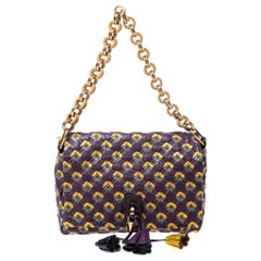 Marc Jacobs Purple Printed Leather Misfit Flap Shoulder Bag