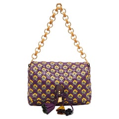 Marc Jacobs Purple Printed Leather Misfit Flap Shoulder Bag