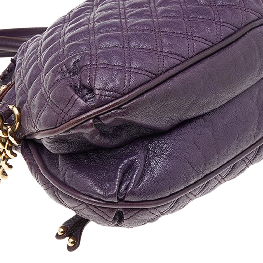 Marc Jacobs Purple Quilted Leather Cecilia Satchel In Good Condition In Dubai, Al Qouz 2