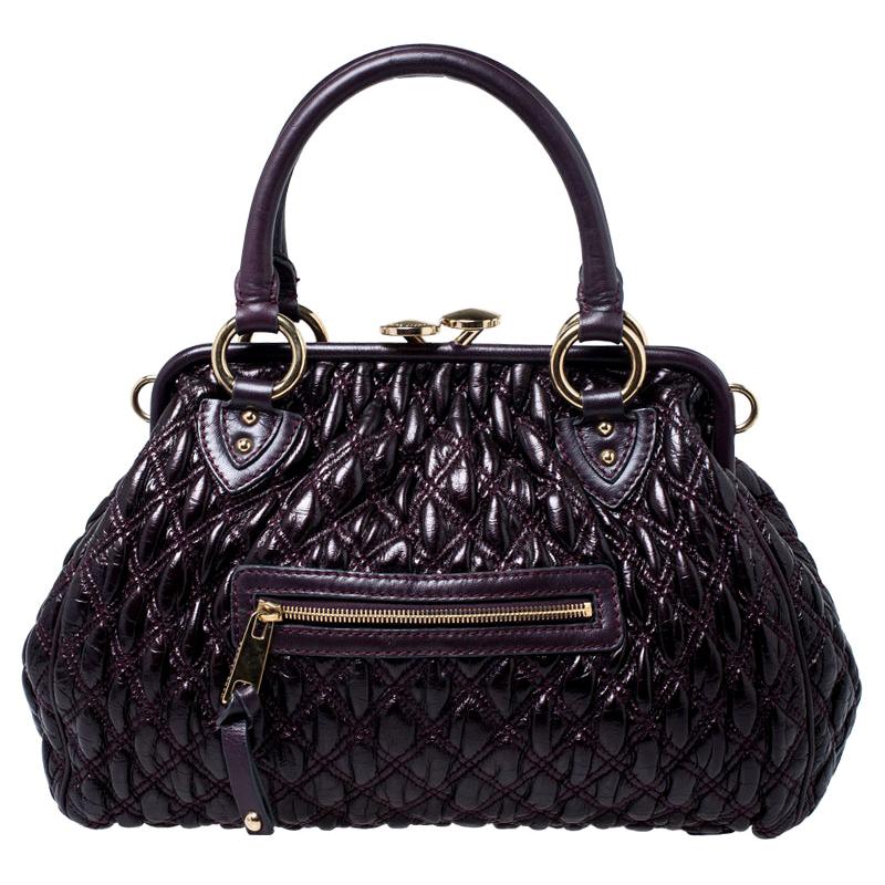 Marc Jacobs Purple Quilted Leather Stam Satchel