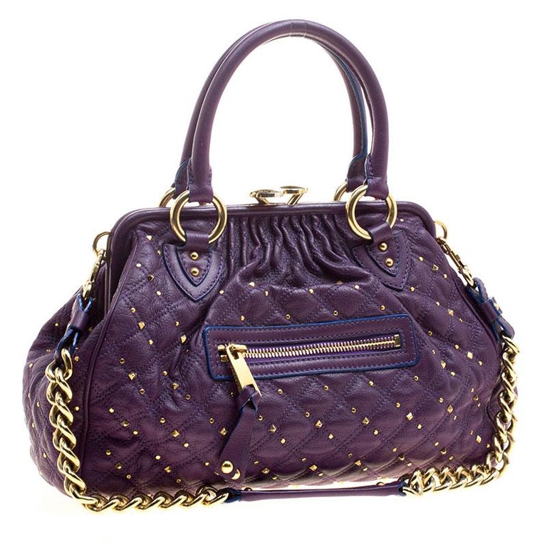 Marc Jacobs Purple Quilted Leather Studded Stam Shoulder Bag For Sale ...