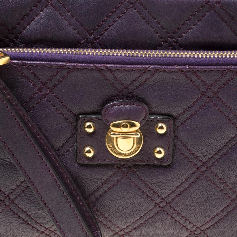 Marc Jacobs Purple Quilted Leather Wristlet Clutch 5