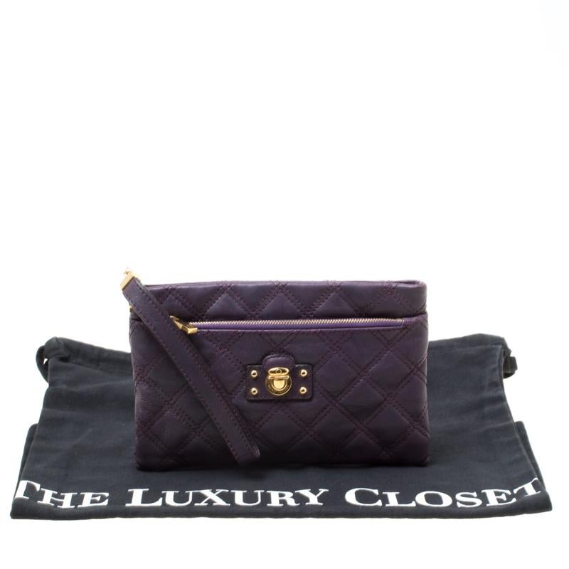 Marc Jacobs Purple Quilted Leather Wristlet Clutch 6