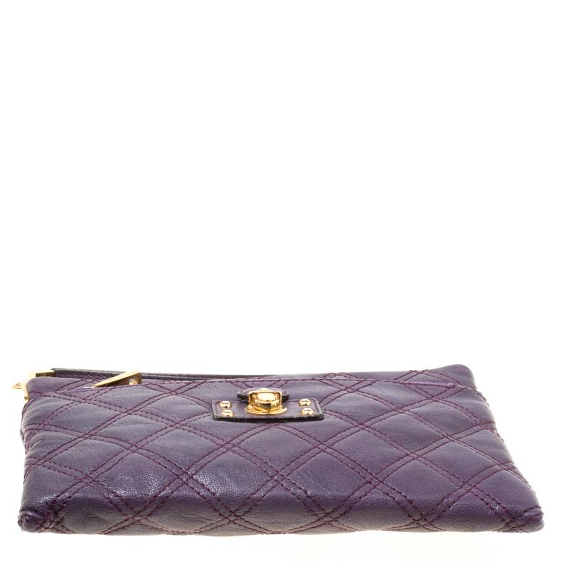 Women's Marc Jacobs Purple Quilted Leather Wristlet Clutch