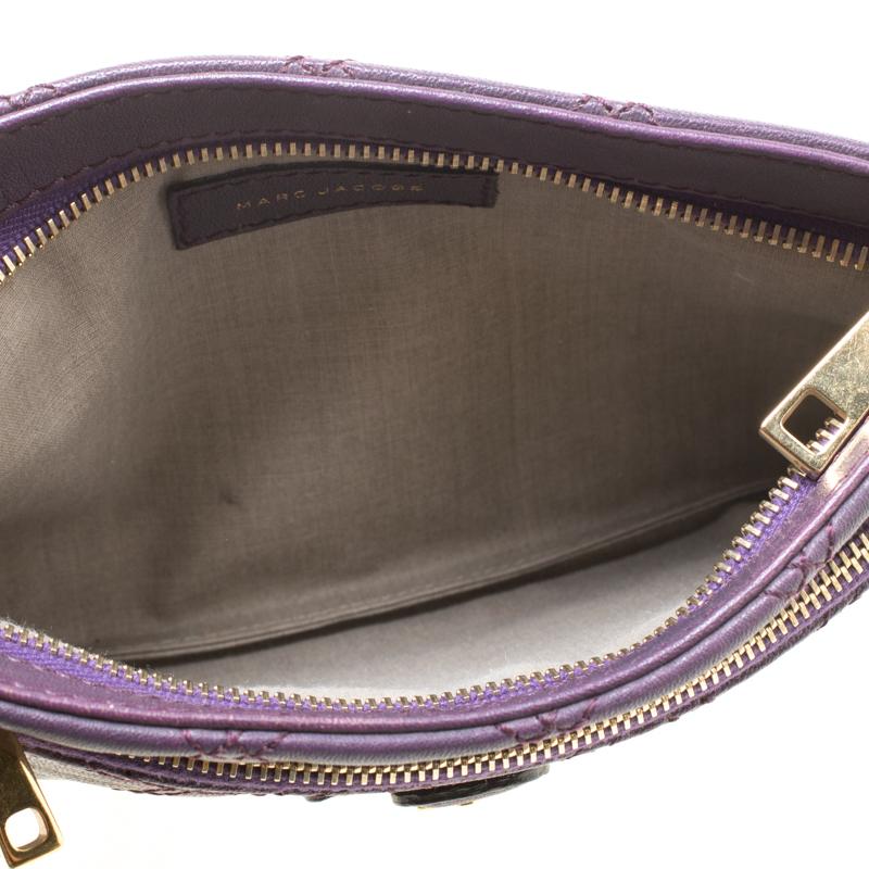 Marc Jacobs Purple Quilted Leather Wristlet Clutch 2