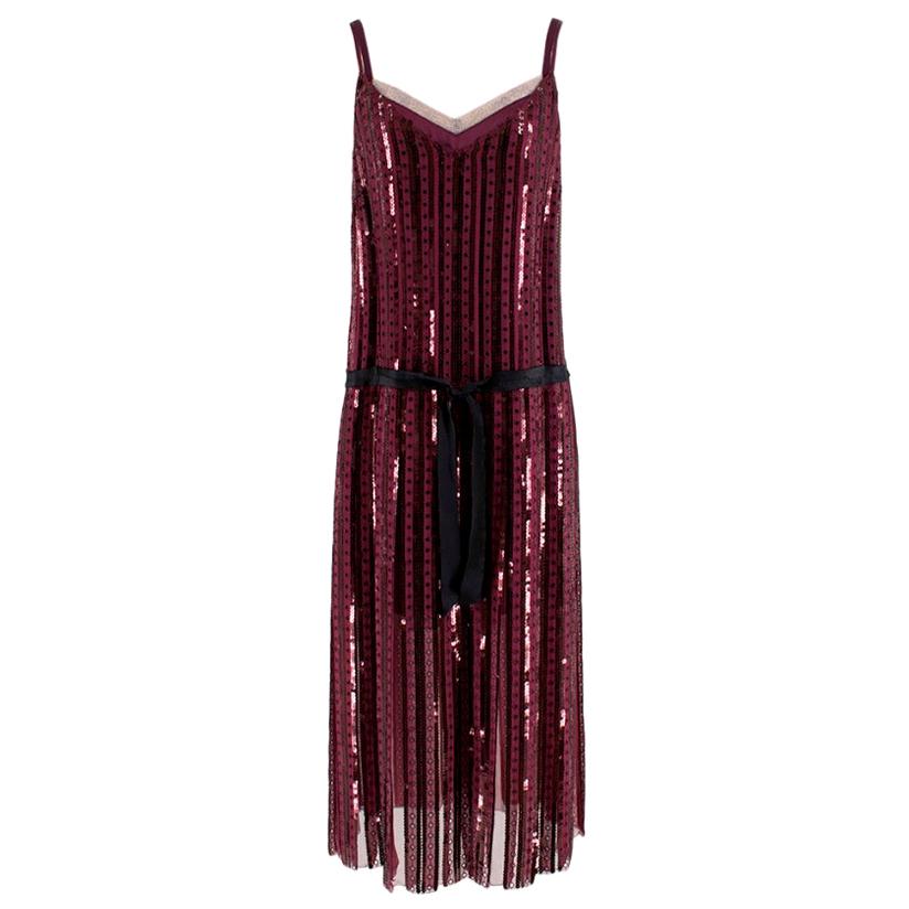 Marc Jacobs Purple Sequin Embroidered Dress M 8 For Sale