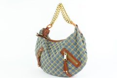 Marc Jacobs Quilted Chain 18mjz0928 Blue Denim Hobo Bag