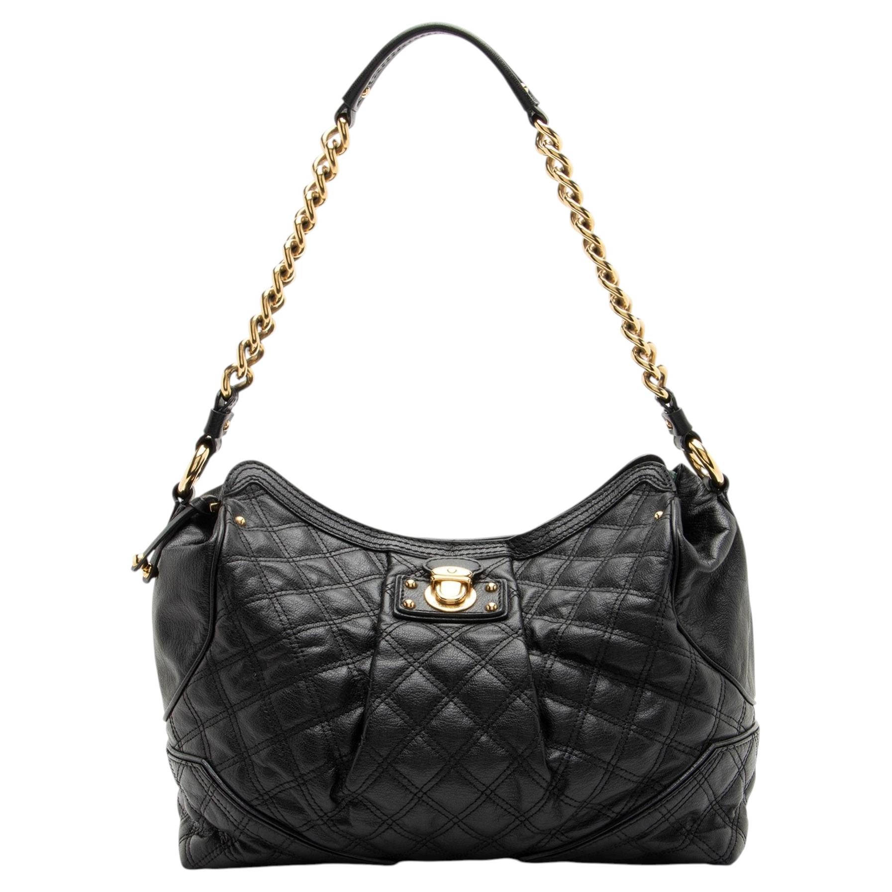 Pre-owned Marc Jacobs Quilted Leather Silvana Shoulder Bag In Black