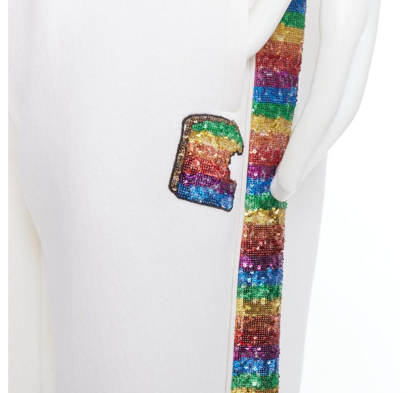 MARC JACOBS rainbow sequins trim drawstring jogger sweat pants M
Reference: PRCG/A00059
Brand: Marc Jacobs
Designer: Marc Jacobs
Material: Tencel, Blend
Color: Cream, Multicolour
Pattern: Sequins
Closure: Drawstring
Extra Details: Rainbow sequins