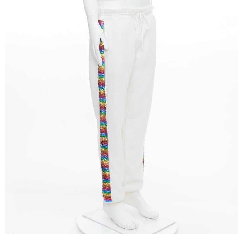 Gray MARC JACOBS rainbow sequins trim drawstring jogger sweat pants M For Sale
