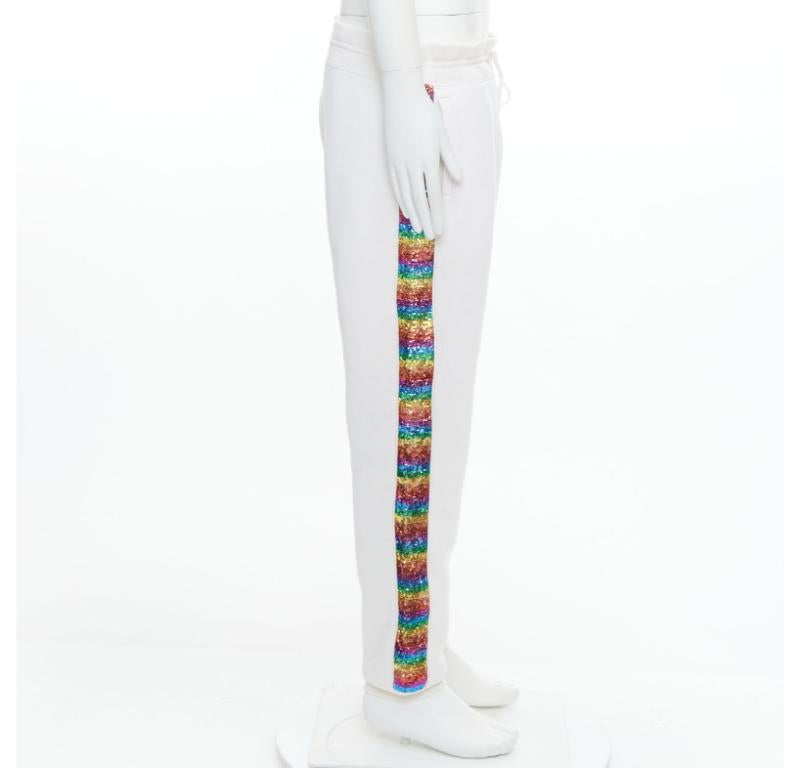 MARC JACOBS rainbow sequins trim drawstring jogger sweat pants M In Fair Condition For Sale In Hong Kong, NT
