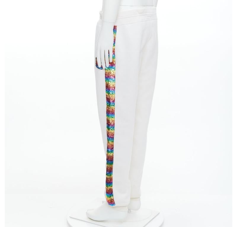 MARC JACOBS rainbow sequins trim drawstring jogger sweat pants M For Sale 1