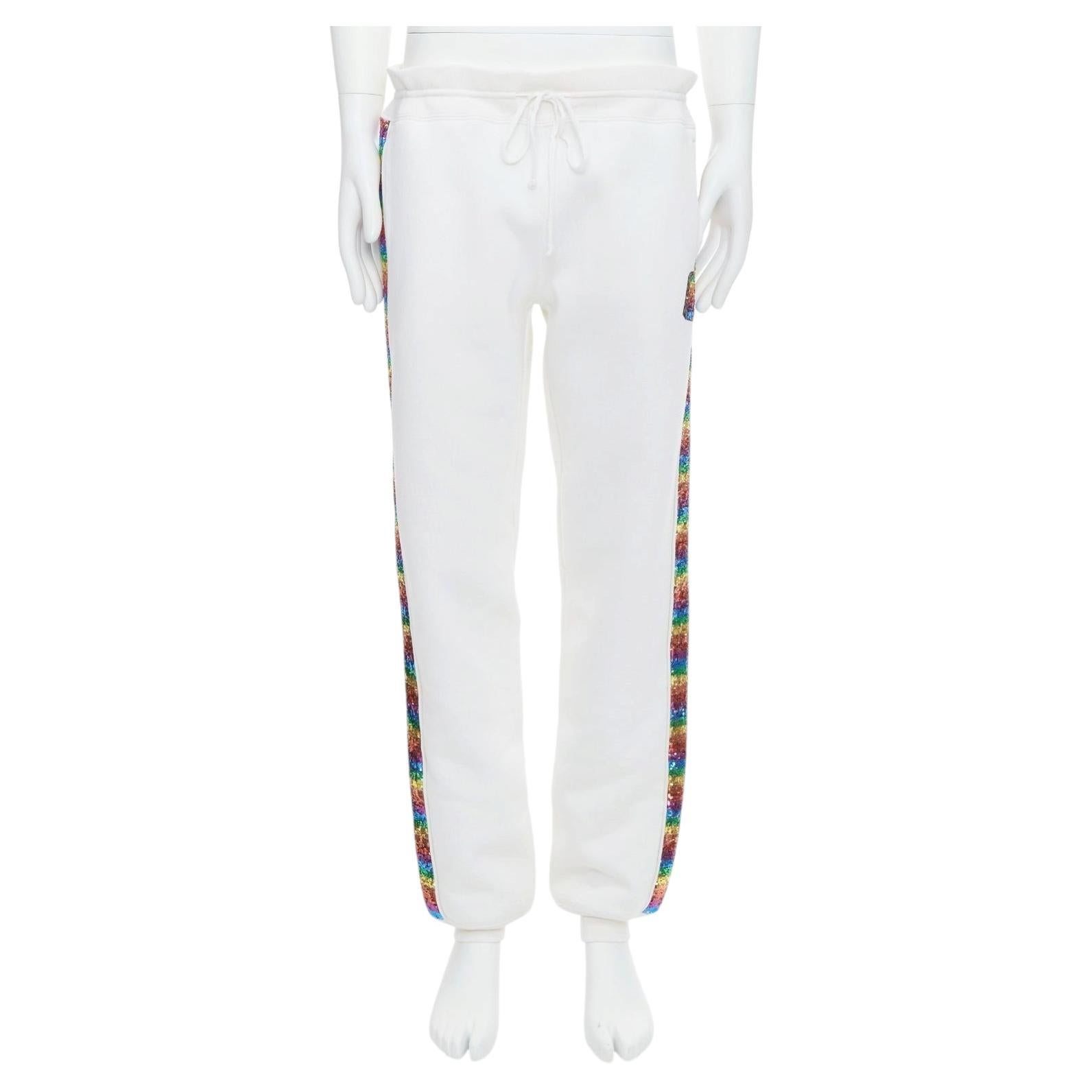 MARC JACOBS rainbow sequins trim drawstring jogger sweat pants M For Sale