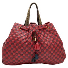 Marc Jacobs Red/Brown Leather Memphis Drawstring Tote