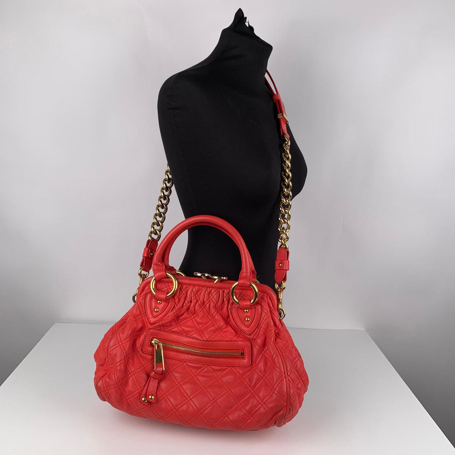 Marc Jacobs Red Coral Quilted Leather Stam Doctor Bag 11