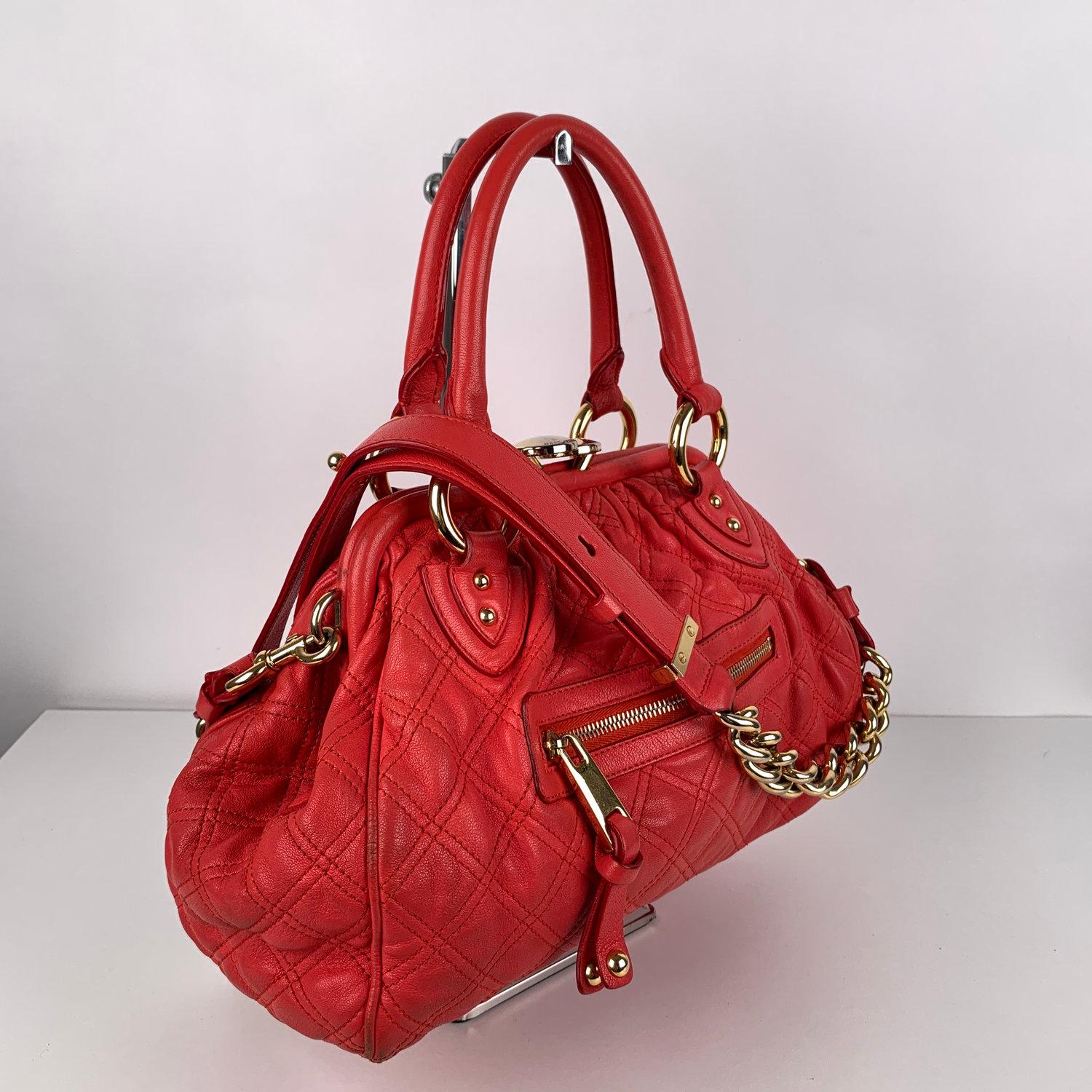 Women's Marc Jacobs Red Coral Quilted Leather Stam Doctor Bag