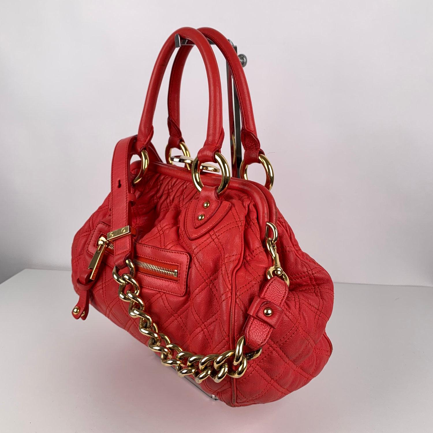Marc Jacobs Red Coral Quilted Leather Stam Doctor Bag 1