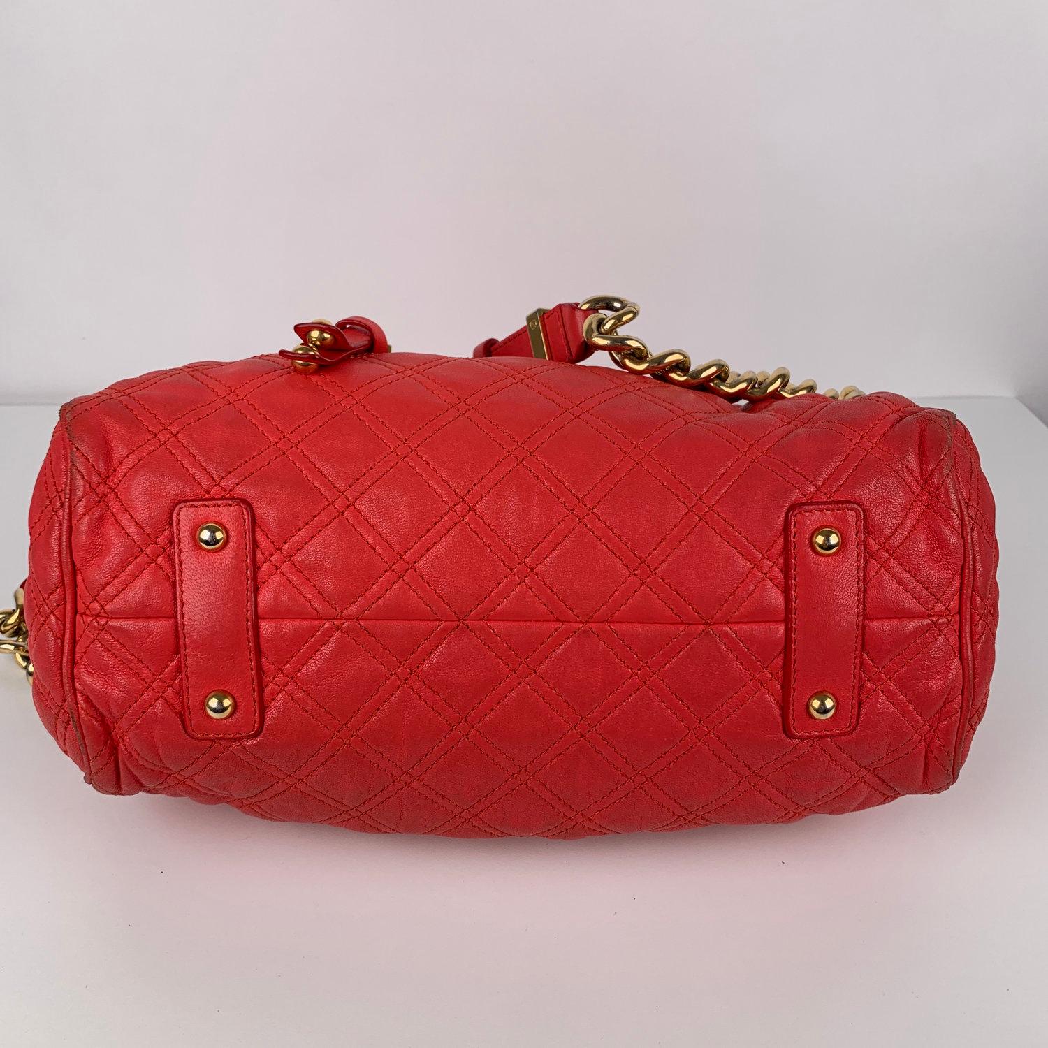 Marc Jacobs Red Coral Quilted Leather Stam Doctor Bag 3