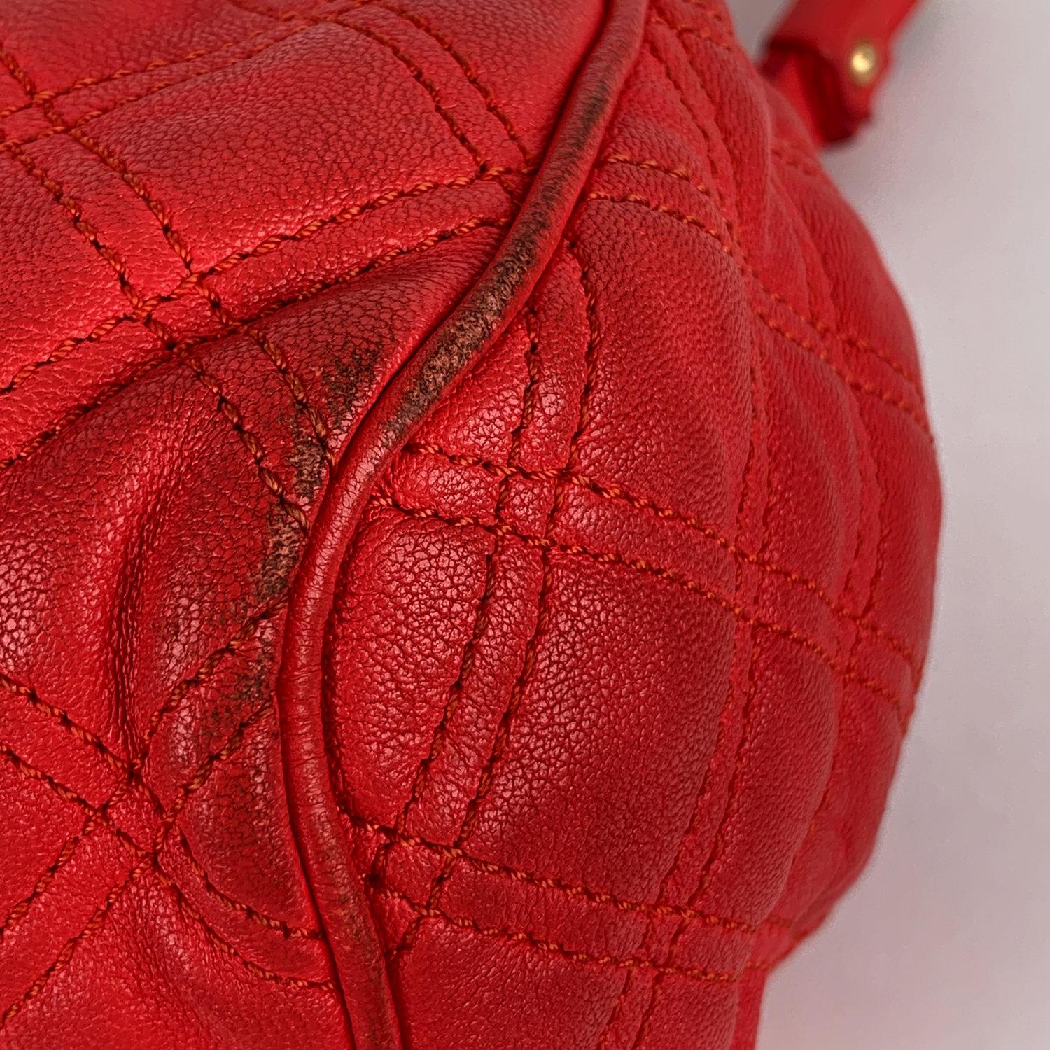 Marc Jacobs Red Coral Quilted Leather Stam Doctor Bag 4