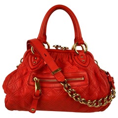 Marc Jacobs Red Coral Quilted Leather Stam Doctor Bag