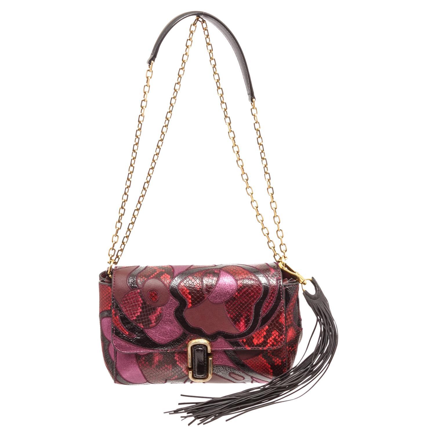 Marc Jacobs Red J Snake Patchwork Shoulder Bag